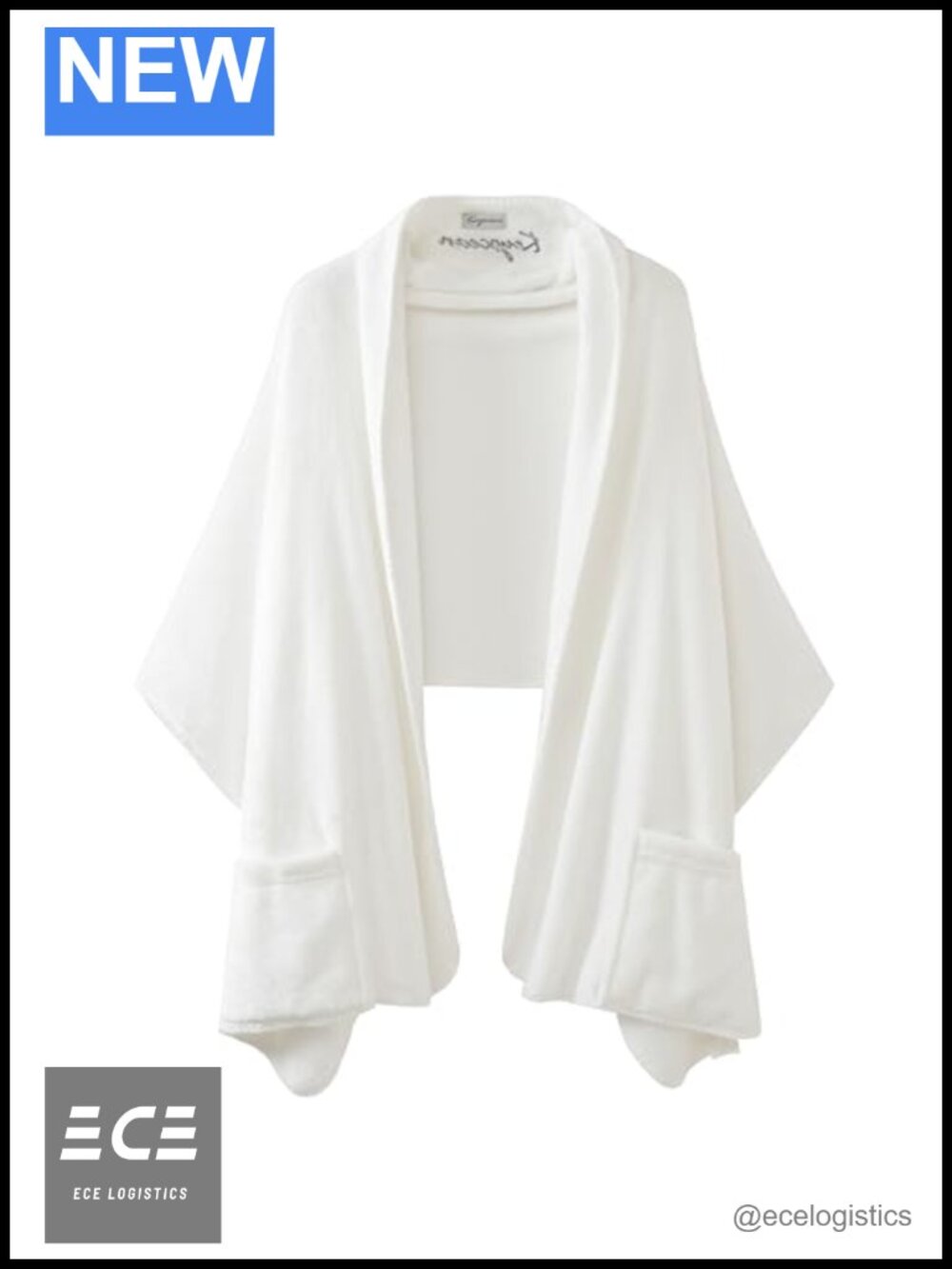 Fleece Wrap Shawl with Large Front Side Pockets for Fall Winter